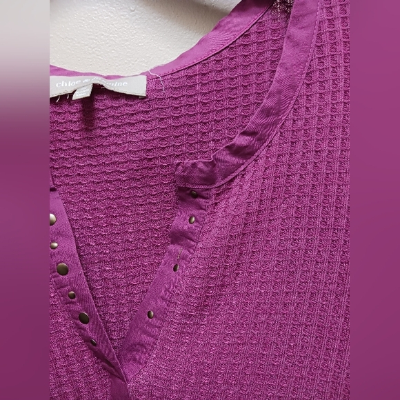 Chloe & Jasmine NWT studded mauve waffle knit shirt size 2X - Picture 3 of 5